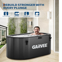 Vasca da bagno ghiacciata Garvee per atleti, 248 galloni, ovale, nera, portatile, coperchio isolato, PVC in fibra di vetro resistente agli strappi