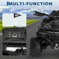 Quad elettrico per bambini Garvee 12V nero con telecomando, musica a LED per guida fuoristrada, dai 3 anni in su