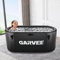 Vasca da bagno ghiacciata Garvee per atleti, 248 galloni, ovale, nera, portatile, coperchio isolato, PVC in fibra di vetro resistente agli strappi