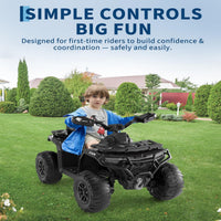 Quad elettrico per bambini Garvee 12V nero con telecomando, musica a LED per guida fuoristrada, dai 3 anni in su