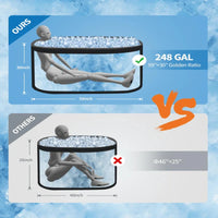 Vasca da bagno ghiacciata Garvee per atleti, 248 galloni, ovale, nera, portatile, coperchio isolato, PVC in fibra di vetro resistente agli strappi