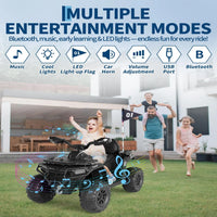 Quad elettrico per bambini Garvee 12V nero con telecomando, musica a LED per guida fuoristrada, dai 3 anni in su