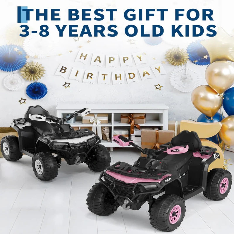 Quad elettrico per bambini Garvee 12V rosa con telecomando, musica a LED per guida fuoristrada, dai 3 anni in su