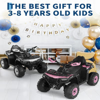 Quad elettrico per bambini Garvee 12V rosa con telecomando, musica a LED per guida fuoristrada, dai 3 anni in su