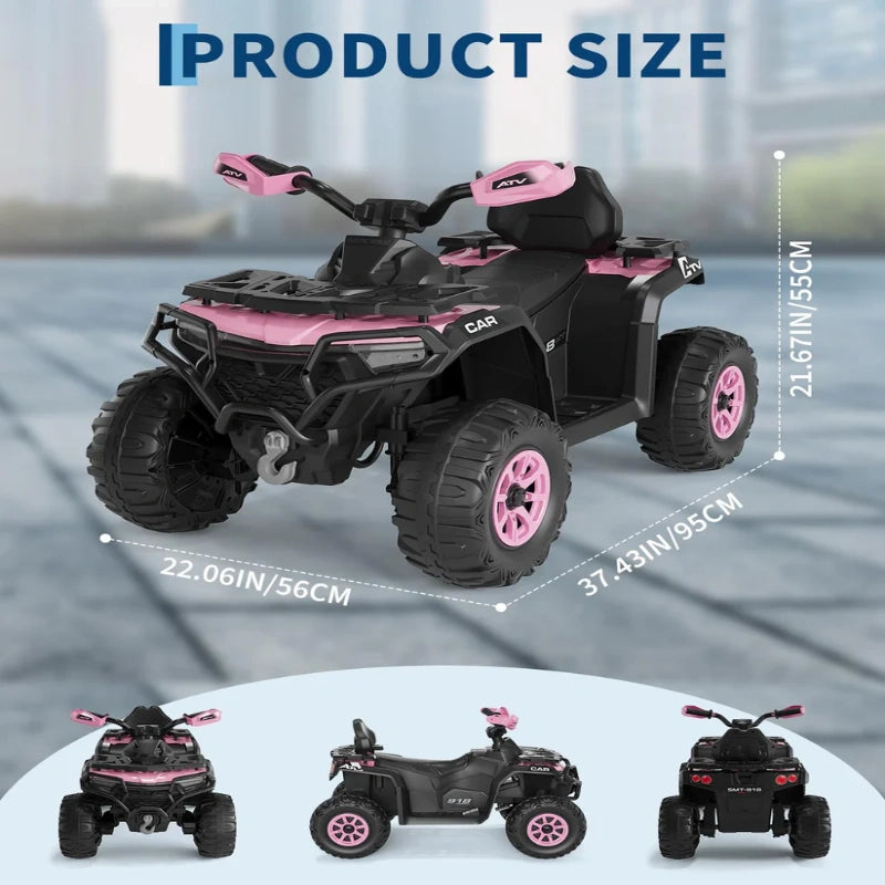 Quad elettrico per bambini Garvee 12V rosa con telecomando, musica a LED per guida fuoristrada, dai 3 anni in su