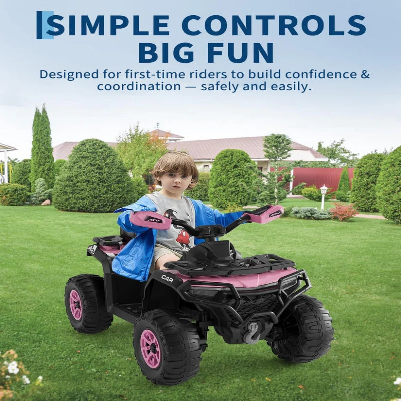 Quad elettrico per bambini Garvee 12V rosa con telecomando, musica a LED per guida fuoristrada, dai 3 anni in su