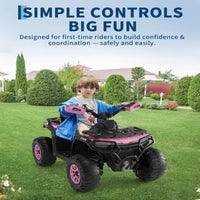 Quad elettrico per bambini Garvee 12V rosa con telecomando, musica a LED per guida fuoristrada, dai 3 anni in su