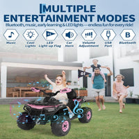 Quad elettrico per bambini Garvee 12V rosa con telecomando, musica a LED per guida fuoristrada, dai 3 anni in su