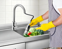 Garvee Lavello in Acciaio Inox Multifunzionale con Rubinetto Estraibile, Cassetto Sinistro, 99x36x84CM, Ideale per Lavanderia e Garage, Acciaio Inox