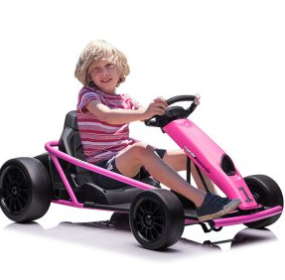 Garvee Go-Kart Elettrico 24V con 2 Motori da 300W, Velocità Max 13 km/h, per Bambini da 3 Anni, Plastica e Metallo, Rosa, 116,5 × 58 × 30 cm