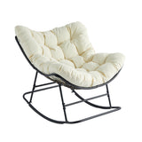 GARVEE Sedia a Dondolo Papasan Oversize con Cuscino Imbottito, Telaio in Acciaio, Portata 204 kg, Poltrona a Uovo per Patio Balcone e Soggiorno, Beige - Beige
