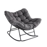 GARVEE Sedia a Dondolo Papasan Oversize con Cuscino Imbottito, Telaio in Acciaio, Portata 204 kg, Poltrona a Uovo per Patio Balcone e Soggiorno, Grigia - Grigio