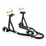 GARVEE Cavalletto Moto 550 kg in Acciaio Q235, Regolabile 25,4–38,1 cm con Adattatori U/L e Ruote Bloccabili per Manutenzione, Nero