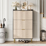 Garvee Scarpiera Slim Salvaspazio con 3 Ante a Ribalta, Divisori Regolabili e Kit Antiribaltamento, 80 × 24 × 132 cm, Nero e Oro - Nero