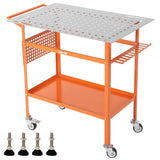 GARVEE Banco da Saldatura Mobile in Acciaio al Carbonio 91 × 61 cm, Portata 363 kg, 4 Ruote e Vassoio Portautensili per Officina e Garage, Arancione - Arancione