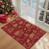 GARVEE Tappeto Natalizio 60 × 100 cm, Lavabile in Lavatrice, Poliestere a Pelo Corto con Base Antiscivolo TPR, rosso e oro, per Soggiorno - Rosso e oro