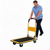 GARVEE Carrello Pieghevole da Trasporto 200 kg, Piattaforma 73 × 47 cm con Ruote, Maniglia da 82 cm, per Trasloco Magazzino e Garage, Nero e Giallo