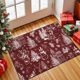 GARVEE Tappeto Natalizio 60 × 100 cm, Lavabile in Lavatrice, Poliestere a Pelo Corto con Base Antiscivolo TPR, rosso e bianco, per Soggiorno - Rosso e bianco
