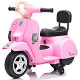 GARVEE Vespa Elettrica per Bambini 6 V 25 W con Luci, Musica, Clacson e Rotelle di Supporto, Velocità 3 km/h, Rosa, per Bambini da 3 Anni
