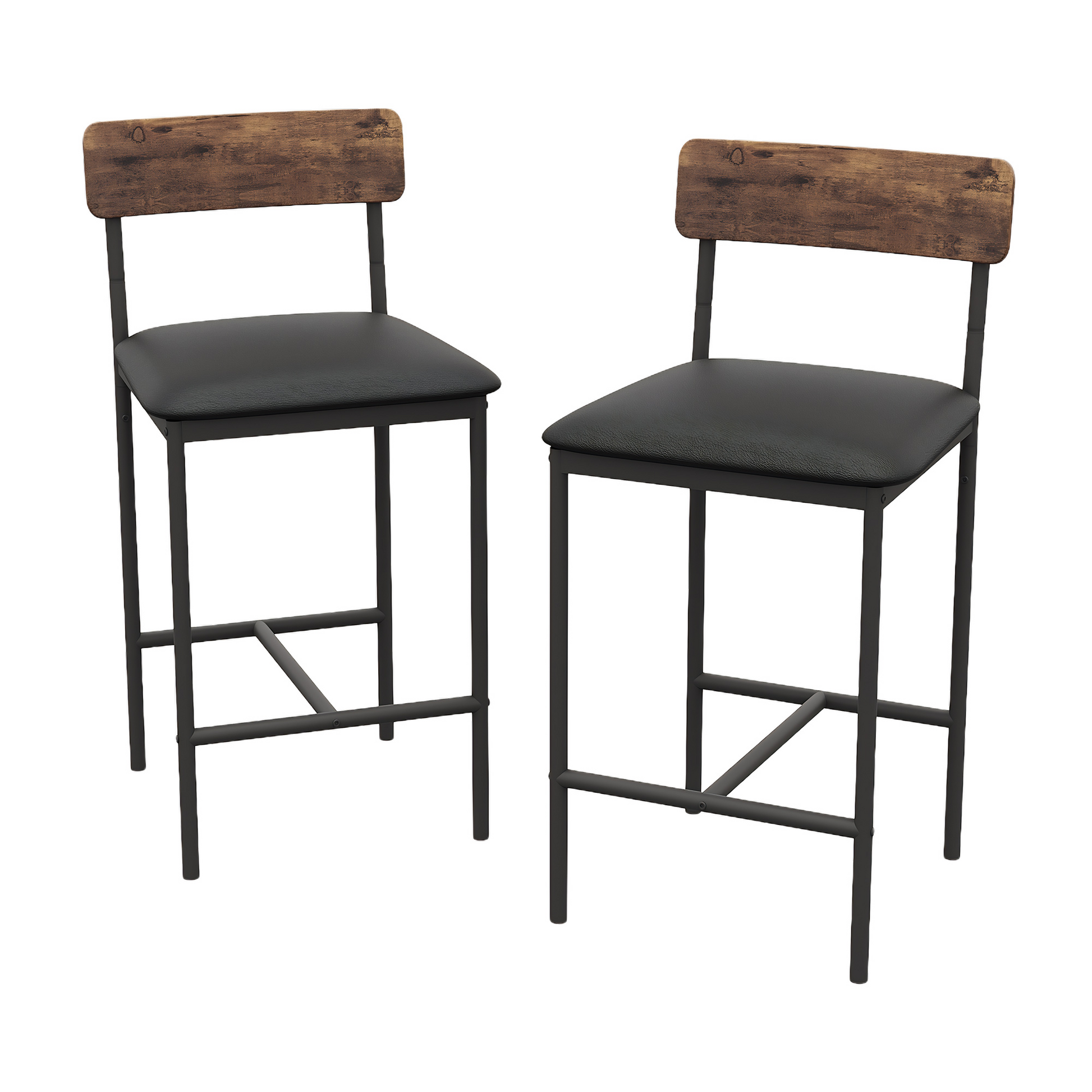 Set di 2 sgabelli in barra Garvee, imbottiti con spondine e poggiapiedi, per cucina e isolamento, 16.59"x15.39"x37.49", rustico