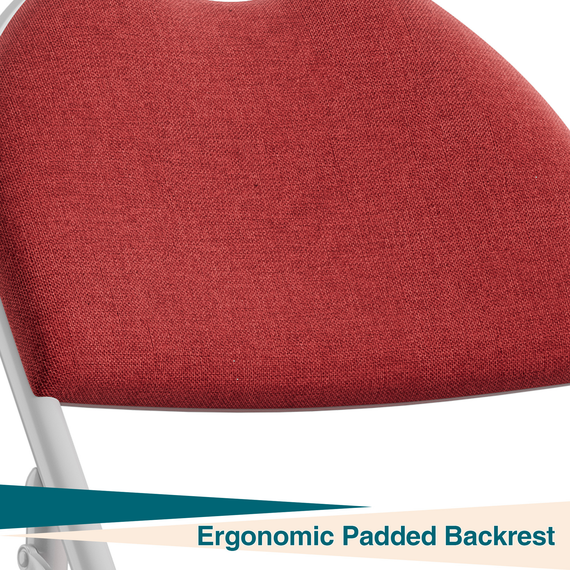 Garvee Set 2 sedie pieghevoli con tessuto in lino imbottito, metallo, ergonomiche, impilabili per campeggio e ufficio, rosso