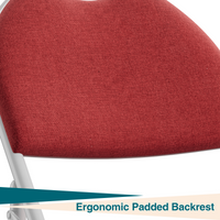 Garvee Set 2 sedie pieghevoli con tessuto in lino imbottito, metallo, ergonomiche, impilabili per campeggio e ufficio, rosso