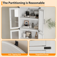 Mobiletto ad arco Garvey alto 71,6" per dispensa da cucina in legno stile fattoria, grande spazio di archiviazione, bianco