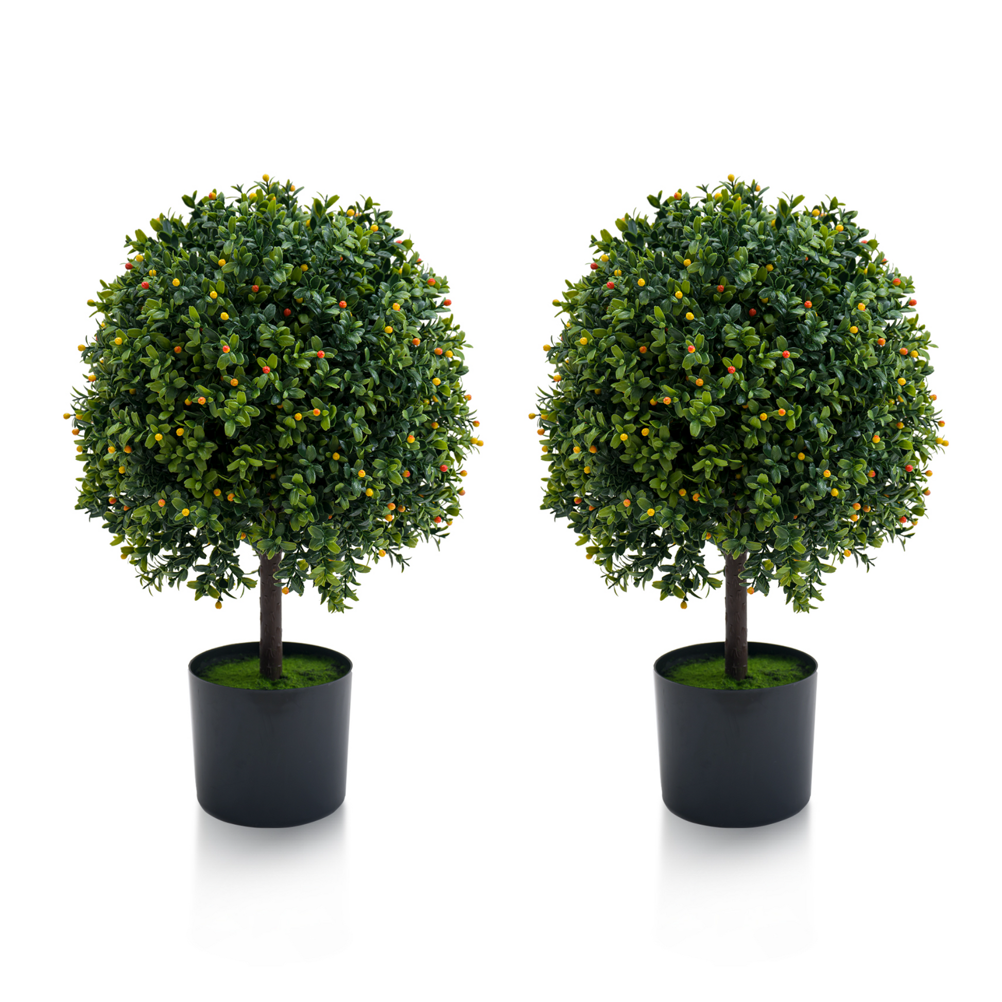 Set di 2 alberi artificiali in bosso topiato Garvee, altezza 20", resistenti alle intemperie, in plastica, verdi, per interni e giardino