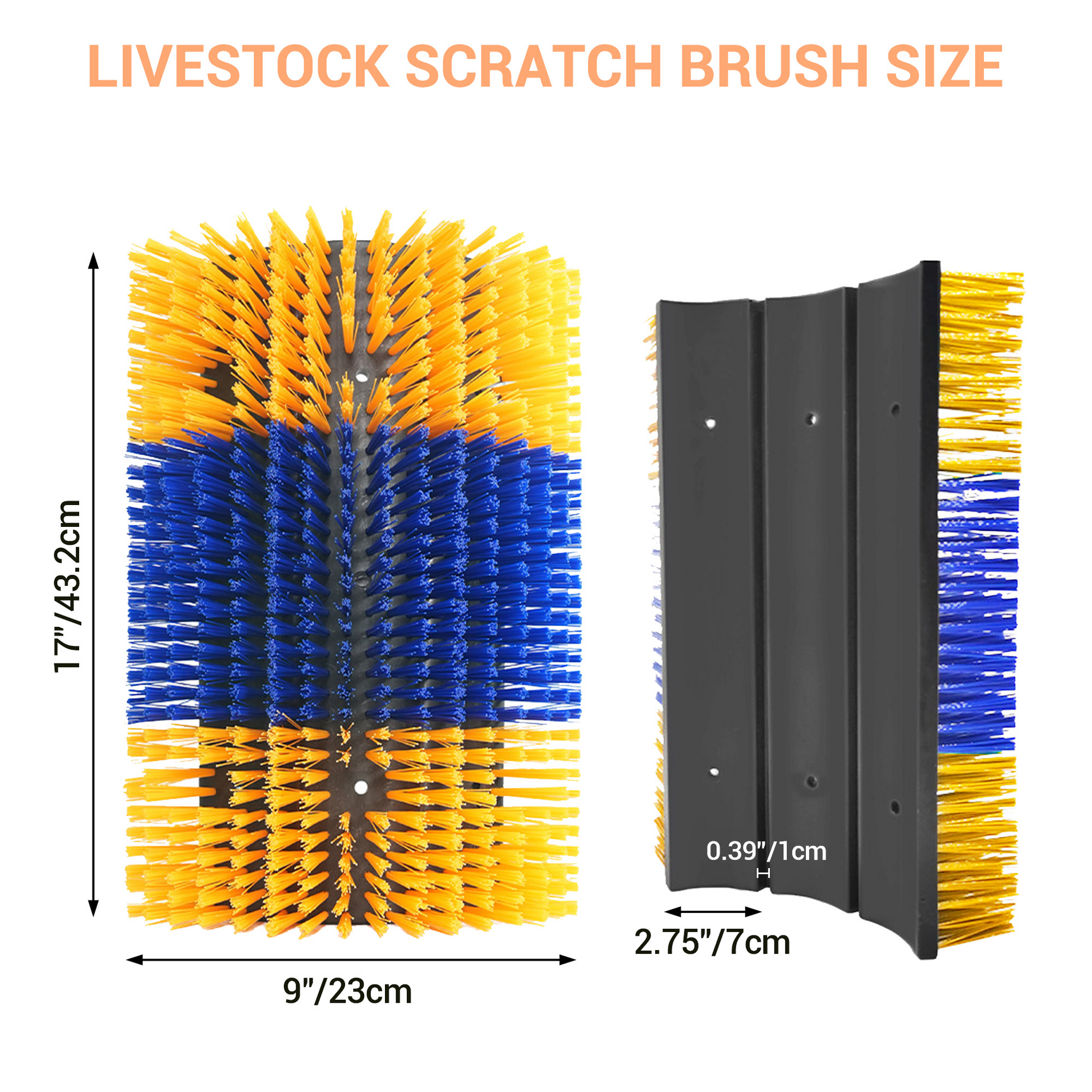 Spazzola per graffiare animali Garvee 2 pezzi per bovini, cavalli, capre - setole in nylon, montaggio flessibile, estensibile, fattoria e pascolo, versatile