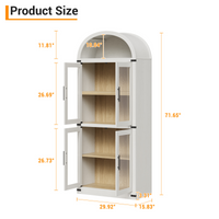 Mobiletto ad arco Garvey alto 71,6" per dispensa da cucina in legno stile fattoria, grande spazio di archiviazione, bianco