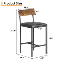 Set di 2 sgabelli in barra Garvee, imbottiti con spondine e poggiapiedi, per cucina e isolamento, 16.59"x15.39"x37.49", rustico