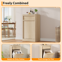 Pattumiera Garvee con funzione di inclinazione, a prova di animali domestici, salvaspazio, in legno, indipendente, robusta, per cucina e soggiorno, 10 galloni