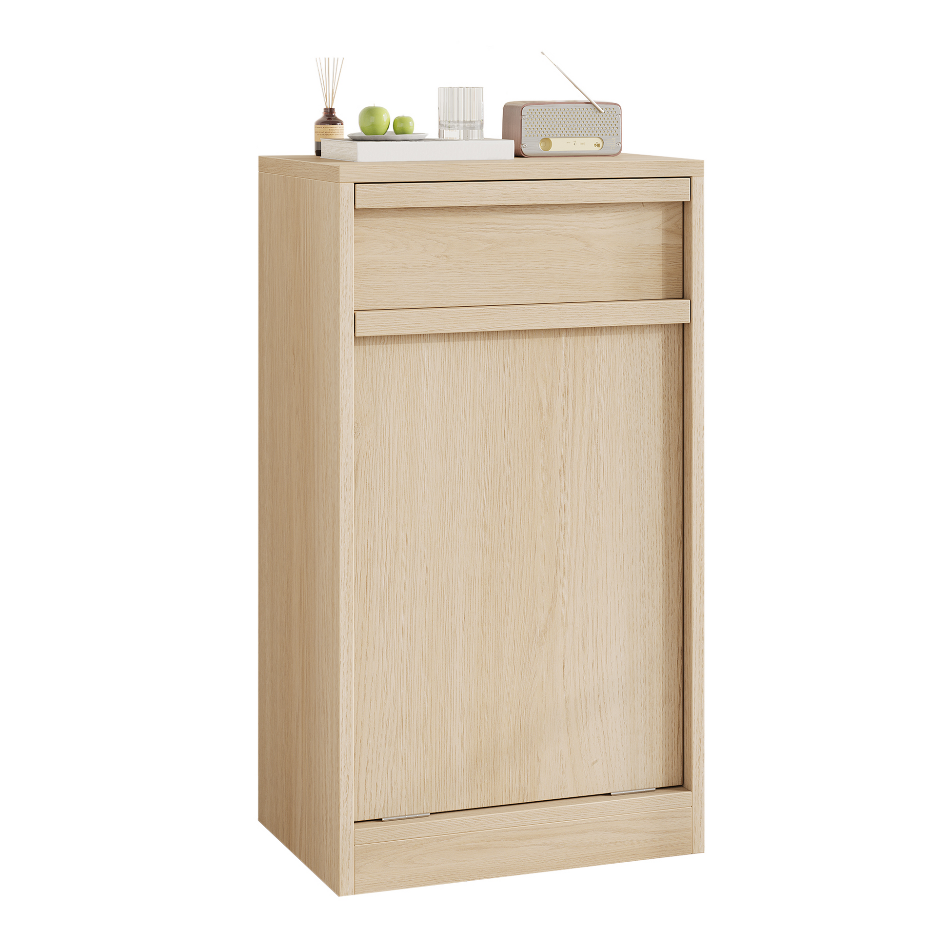 Pattumiera Garvee con funzione di inclinazione, a prova di animali domestici, salvaspazio, in legno, indipendente, robusta, per cucina e soggiorno, 10 galloni