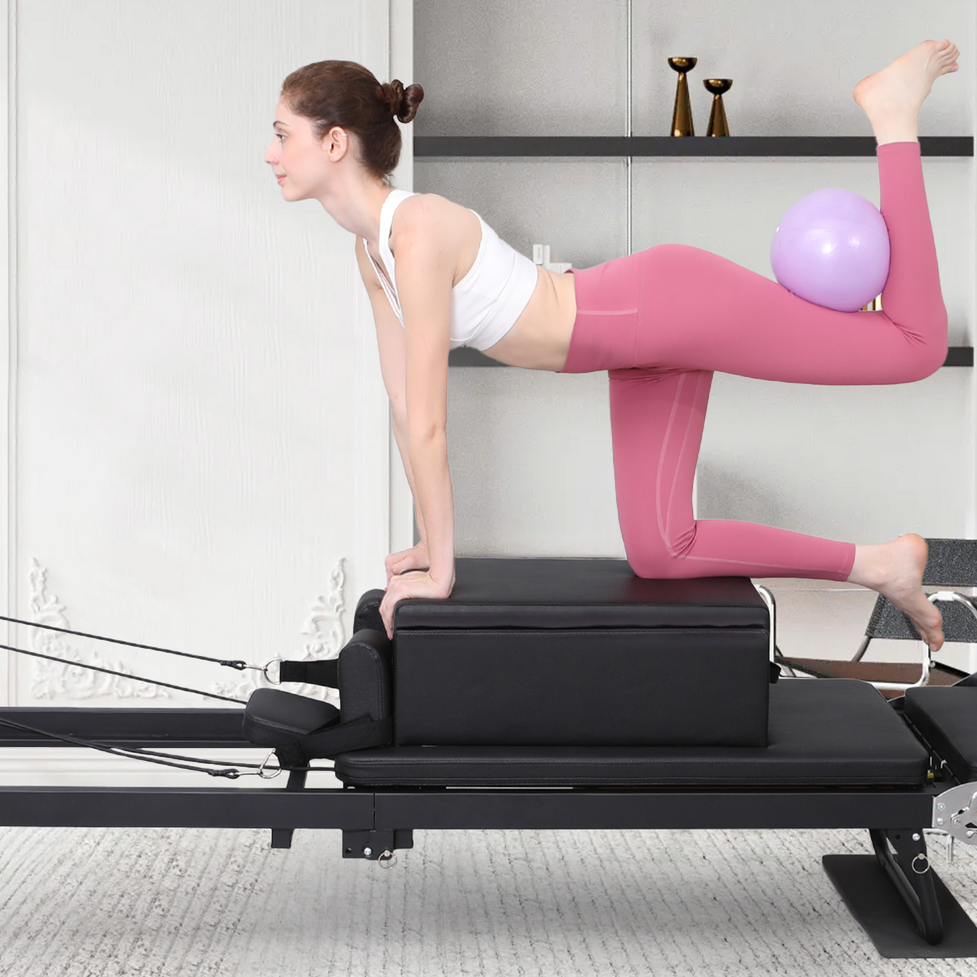 Garvee Pilates Seat Box pieghevole, nero, robusto, portatile, per home studio e fitness, 24,4"x16,9"x9"