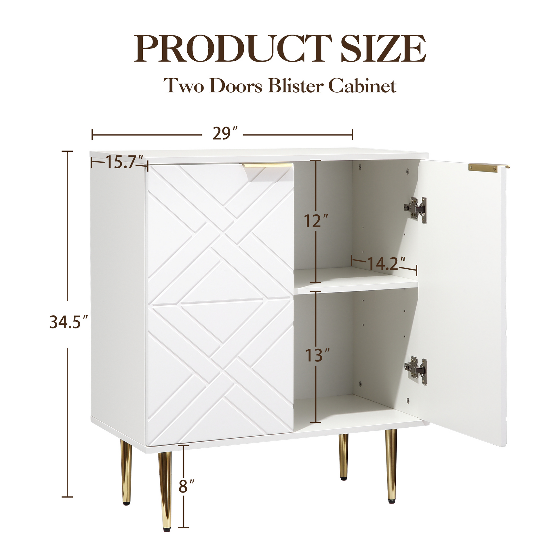 Mobile buffet Garvee con 2 ante, credenza moderna da cucina, robusto legno MDF, bianco, per sala da pranzo e corridoio, 29 pollici