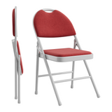 Garvee Set 2 sedie pieghevoli con tessuto in lino imbottito, metallo, ergonomiche, impilabili per campeggio e ufficio, rosso - Rosso