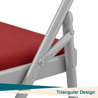 Garvee Set 2 sedie pieghevoli con tessuto in lino imbottito, metallo, ergonomiche, impilabili per campeggio e ufficio, rosso