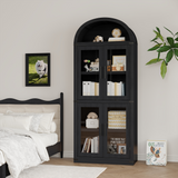 Mobiletto ad arco Garvee, stile fattoria, dispensa, 180 cm di altezza, in legno, antipolvere, maniglie in metallo, sala da pranzo, soggiorno - Nero