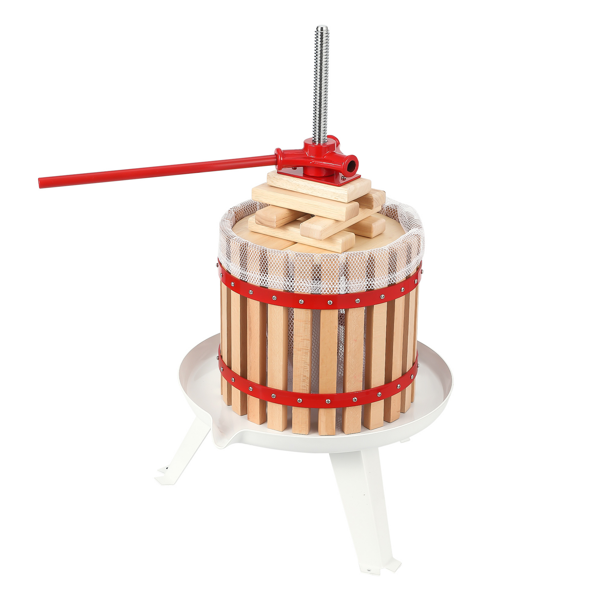 Garvee 3,2 Gal/12L Pressa per vino da frutta, cesto in legno con robusta struttura triangolare, per mele, uva, miele, pressa manuale con sacchetti filtro