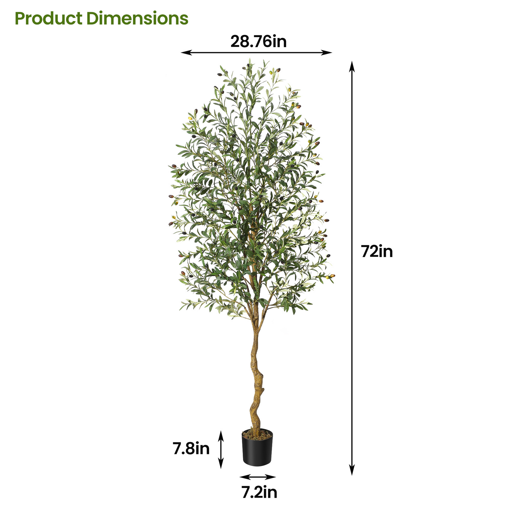 Albero di ulivo artificiale Garvee da 7 piedi con foglie e frutti realistici, struttura in metallo resistente per soggiorno e ufficio, facile da pulire, verde