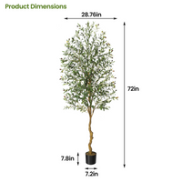 Albero di ulivo artificiale Garvee da 7 piedi con foglie e frutti realistici, struttura in metallo resistente per soggiorno e ufficio, facile da pulire, verde