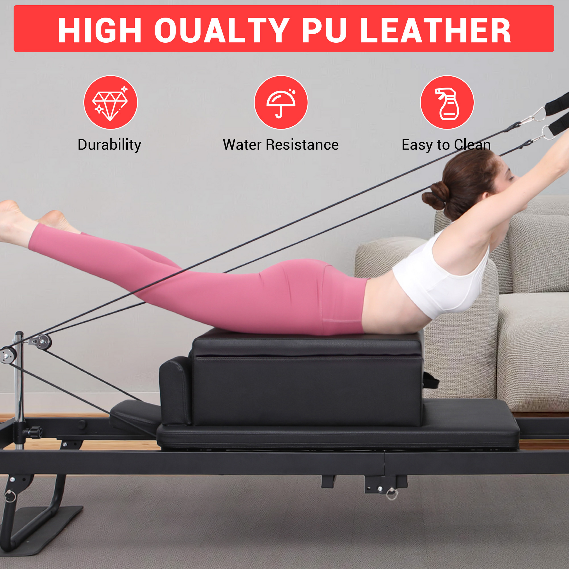 Garvee Pilates Seat Box pieghevole, nero, robusto, portatile, per home studio e fitness, 24,4"x16,9"x9"
