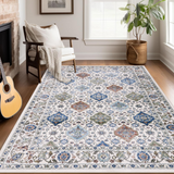 Tappeto Garvee a Pelo Corto Vintage Lavabile Antiscivolo in Finta Cachemire Blu 240x340cm per Soggiorno Camera da Letto Ufficio Sala da Pranzo Cucina