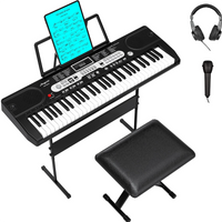 Tastiera pianoforte Garvee Kids a 61 tasti con borsa, microfono, cuffie per principianti, portatile per uso domestico, nero