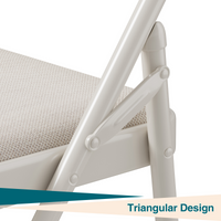 Garvee Set di 2 pieghevoli con rivestimento in tessuto di lino, struttura in metallo, ergonomiche, impilabili per ufficio e uso esterno, beige