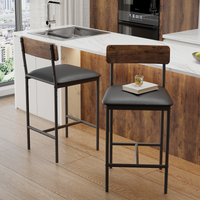 Set di 2 sgabelli in barra Garvee, imbottiti con spondine e poggiapiedi, per cucina e isolamento, 16.59"x15.39"x37.49", rustico