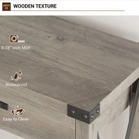 Consolle Garvee con 2 cassetti, stile rustico, ripiano portaoggetti, MDF e metallo, grigio, per corridoio e soggiorno