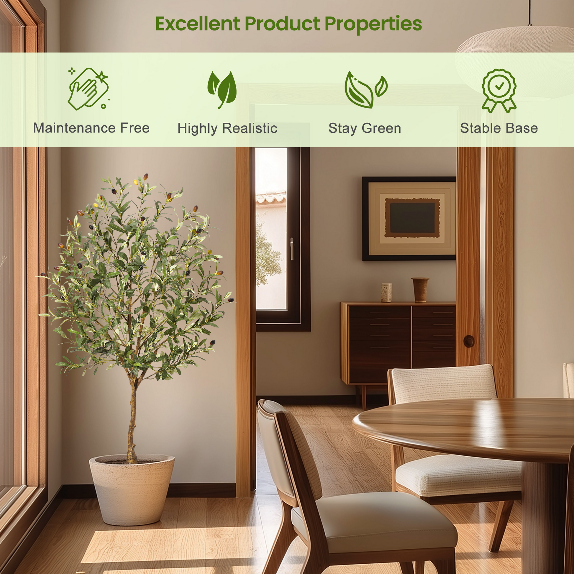 Albero di ulivo artificiale Garvee da 4 piedi con tronco realistico, foglie e frutti per soggiorno e ufficio, struttura in metallo resistente, facile da pulire