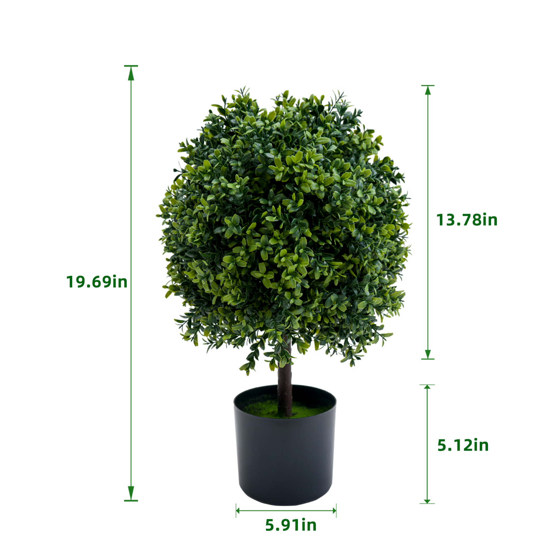 Set di 2 alberi artificiali in bosso topiato Garvee, altezza 20", resistenti alle intemperie, in plastica, verdi, per interni e giardino