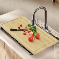Tagliere in bambù e coprifornello Garvee – Con gambe regolabili, 76 x 50 cm, per camper e cucine